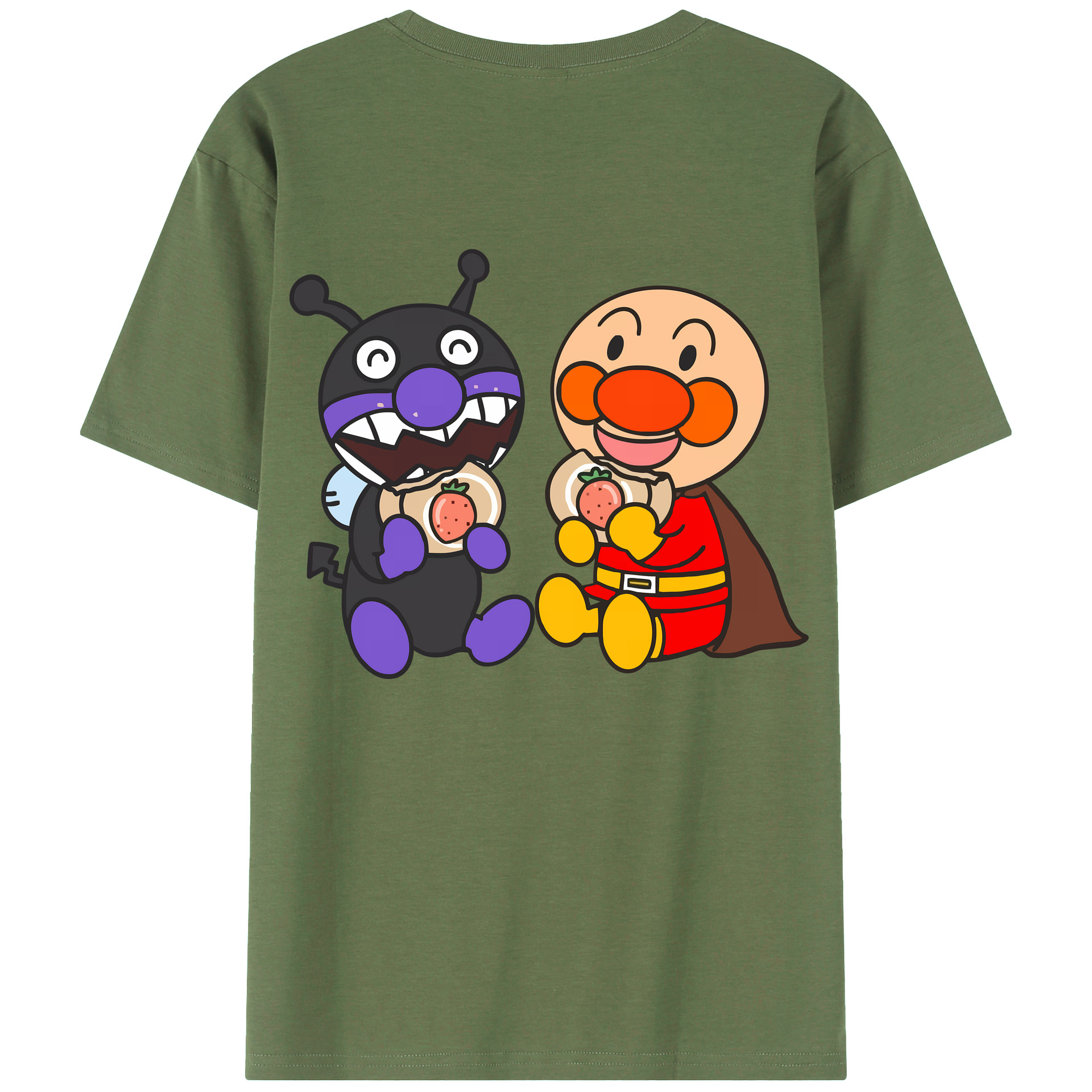 （画像用） アンパンマン Anpanman 綿100％ メンズ半袖Tシャツ（バックプリント） 通気性